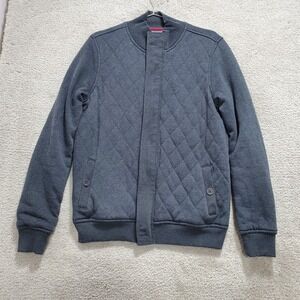 Hydrogen Jacket Men Small Gray Cotton Quilted Knit Long Sleeve Full Zip Normcore